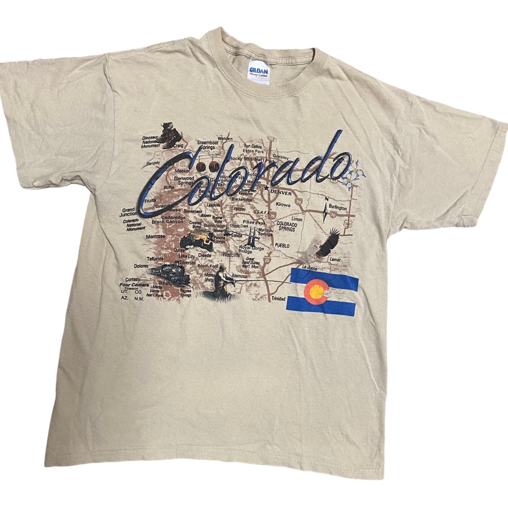 90s Y2K Colorado Map Souvenir Tee